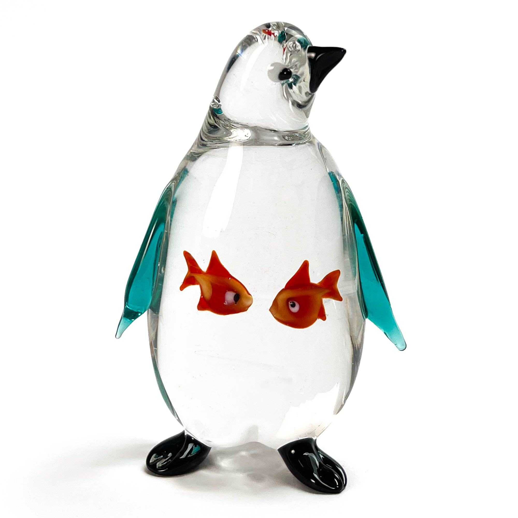 Penguin swallowing a fish - Murano Glass