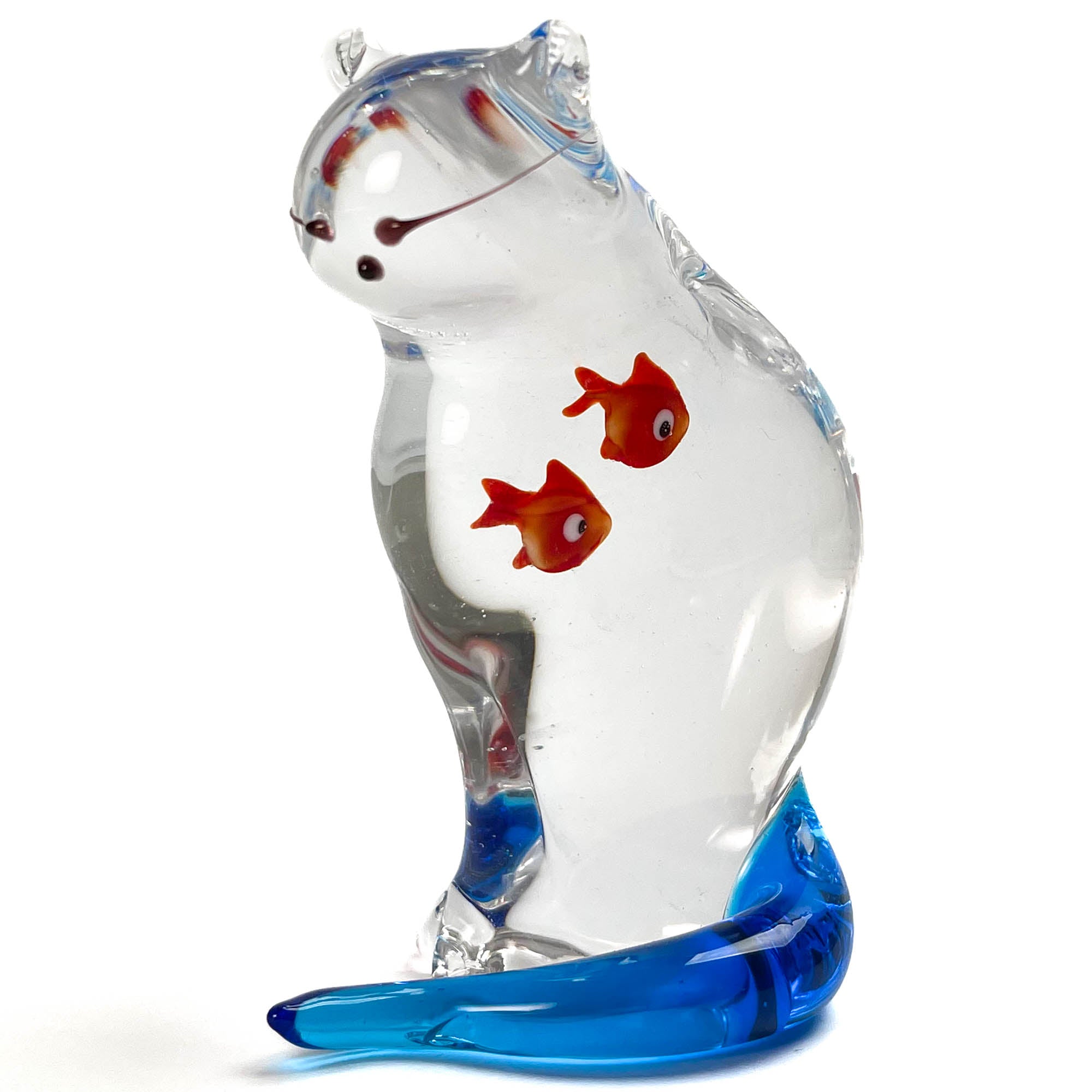 Cat swallowing a fish - Murano Glass