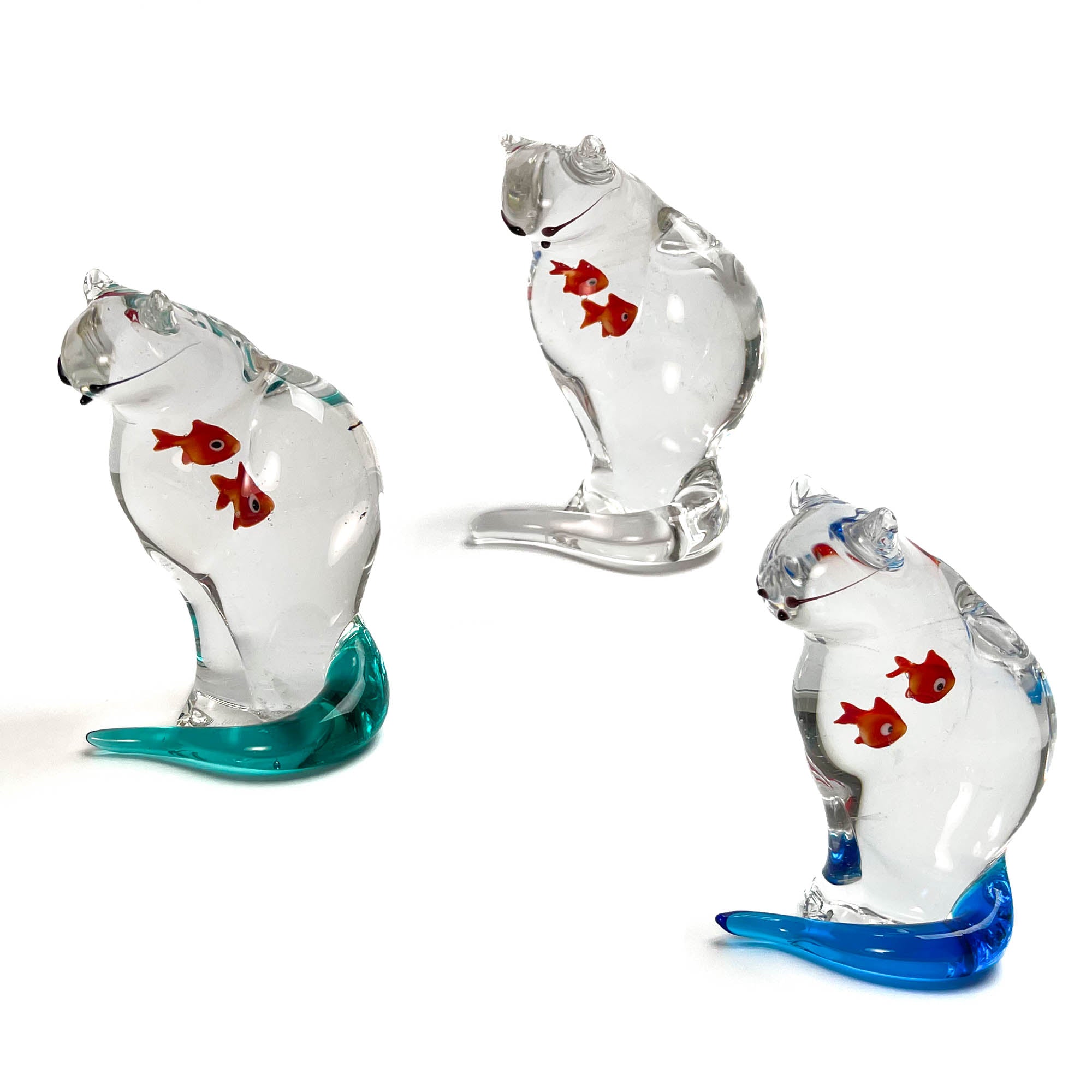 Cat swallowing a fish - Murano Glass